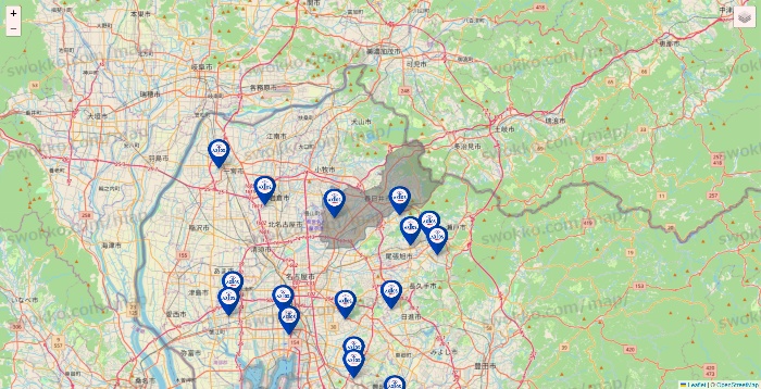 愛知県のアクトスの店舗地図