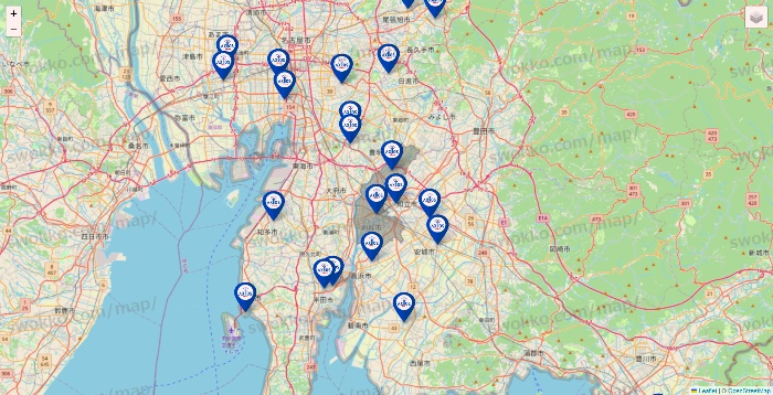 愛知県のアクトスの店舗地図