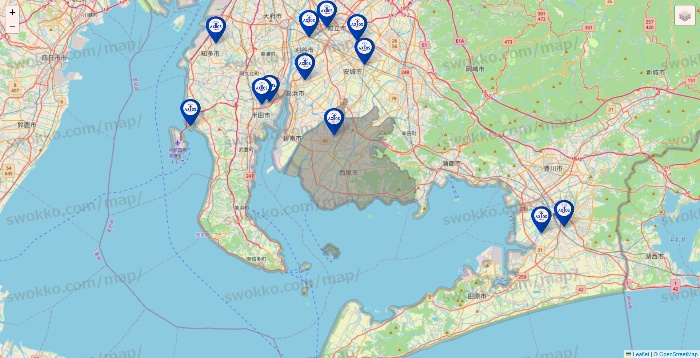 愛知県のアクトスの店舗地図