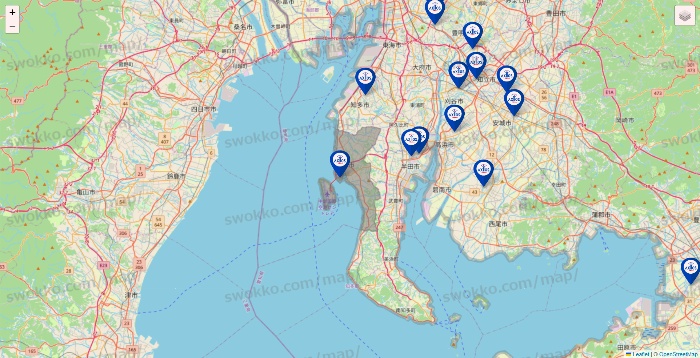 愛知県のアクトスの店舗地図