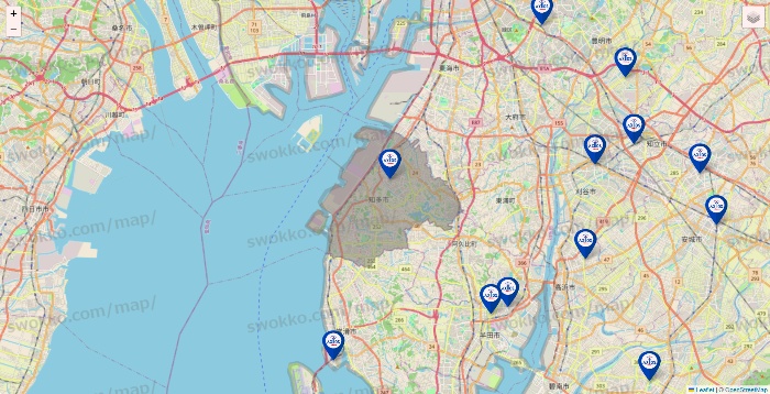愛知県のアクトスの店舗地図