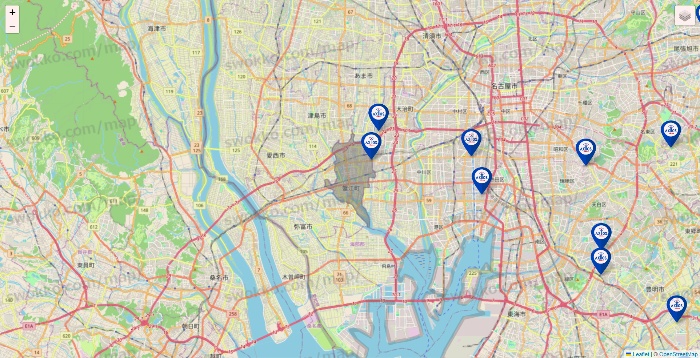 愛知県のアクトスの店舗地図