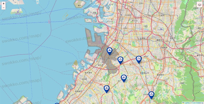 大阪府のアクトスの店舗地図