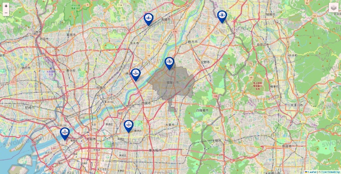 大阪府のアクトスの店舗地図