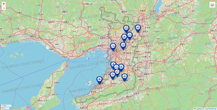 大阪府のアクトスの店舗地図
