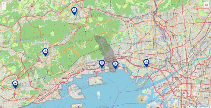 兵庫県のアクトスの店舗地図