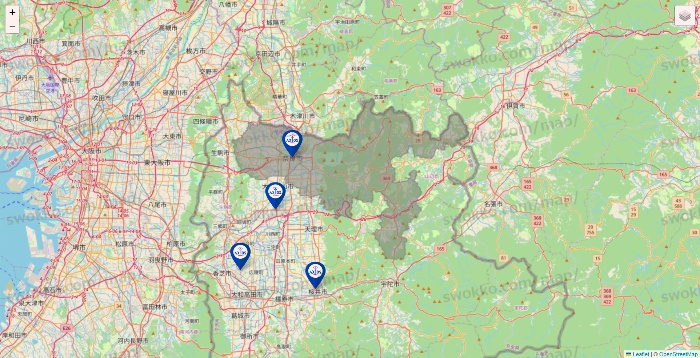 奈良県のアクトスの店舗地図