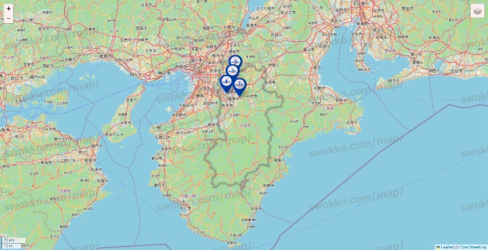 奈良県のアクトスの店舗地図