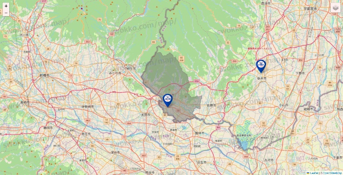 栃木県のアクトスの店舗地図
