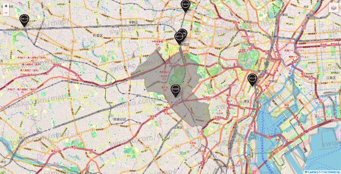 渋谷区のバグース・Bネットの店舗地図