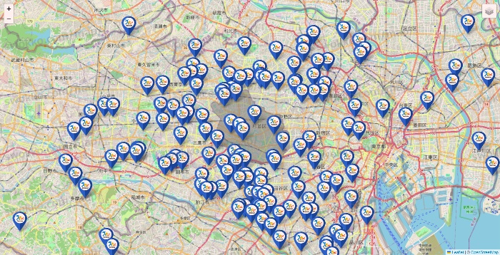 東京都のベネッセスタイル ケアの施設地図