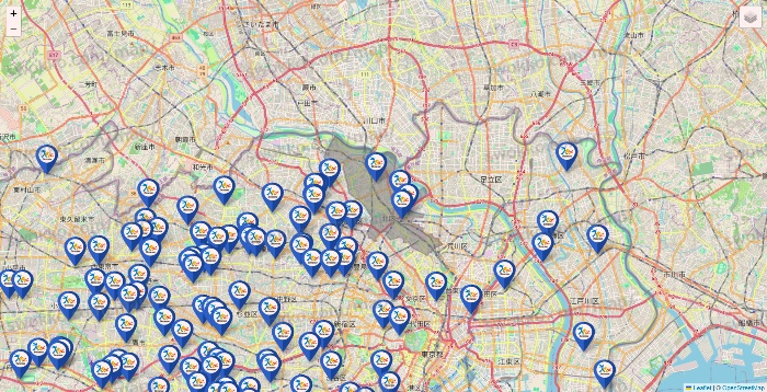 東京都のベネッセスタイル ケアの施設地図