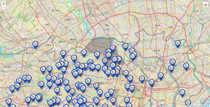 東京都のベネッセスタイル ケアの施設地図