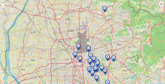 愛知県のベネッセスタイル ケアの施設地図