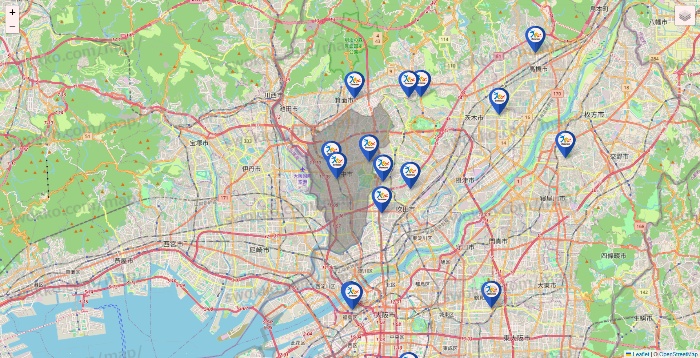大阪府のベネッセスタイル ケアの施設地図