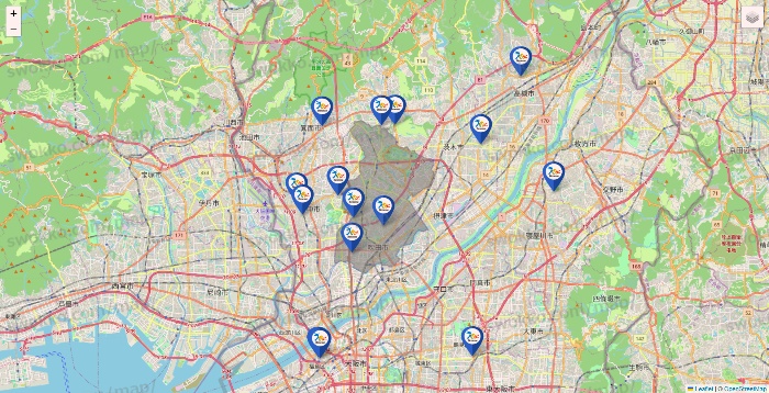 大阪府のベネッセスタイル ケアの施設地図