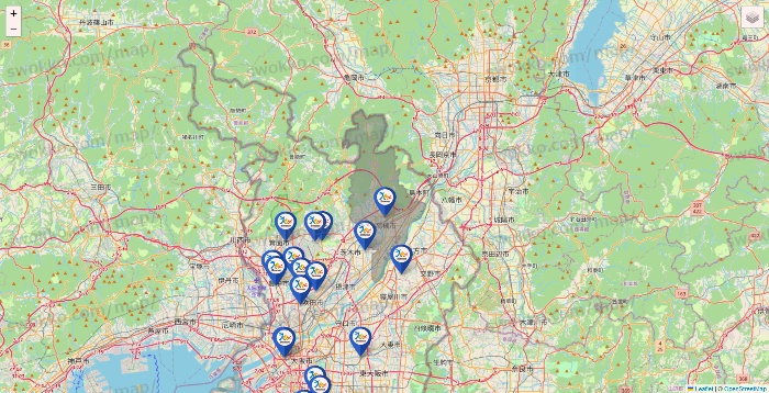 大阪府のベネッセスタイル ケアの施設地図