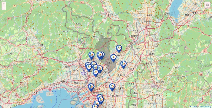 大阪府のベネッセスタイル ケアの施設地図