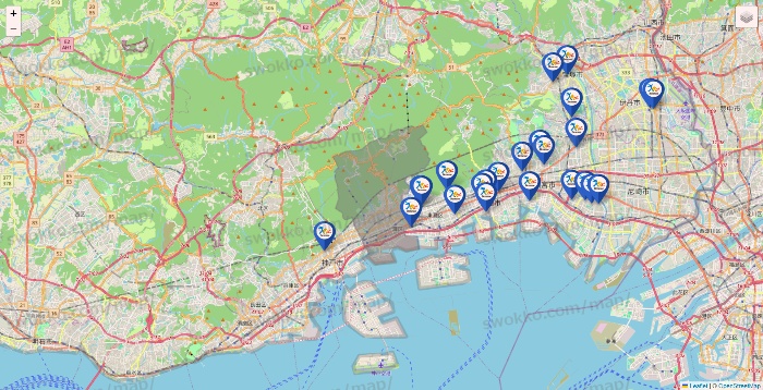 兵庫県のベネッセスタイル ケアの施設地図