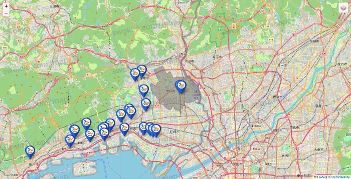 兵庫県のベネッセスタイル ケアの施設地図