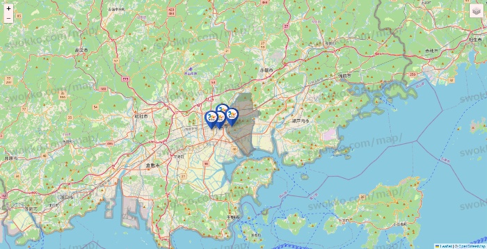 岡山県のベネッセスタイル ケアの施設地図