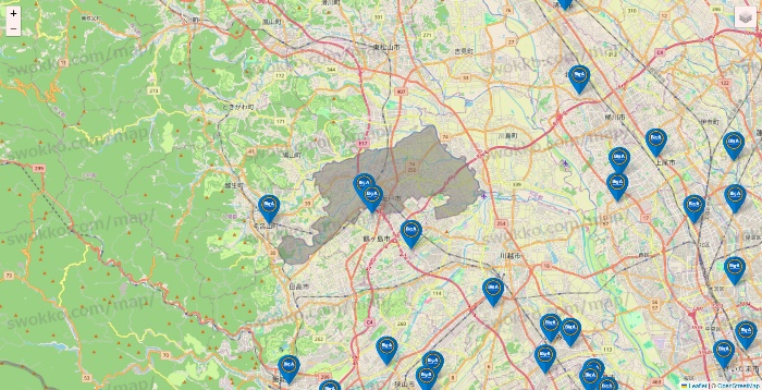 埼玉県のBig-A（ビッグ・エー）の店舗地図