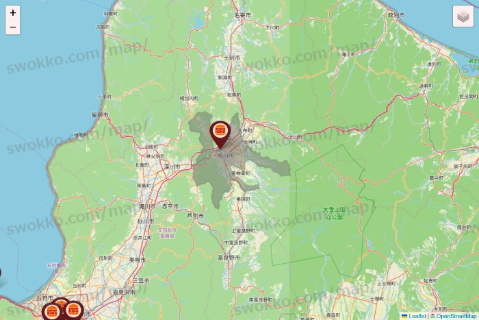 北海道のバーガーキングの店舗地図