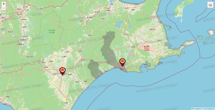 北海道のバーガーキングの店舗地図