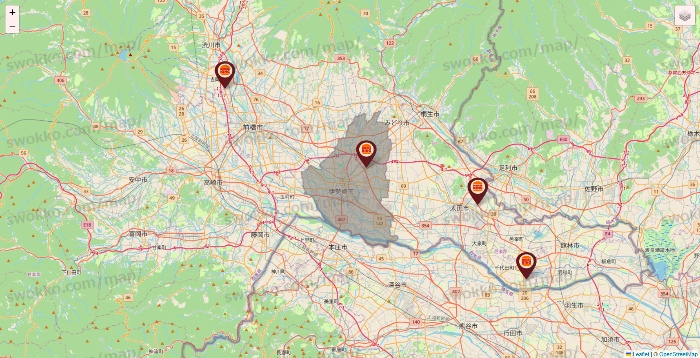 群馬県のバーガーキングの店舗地図