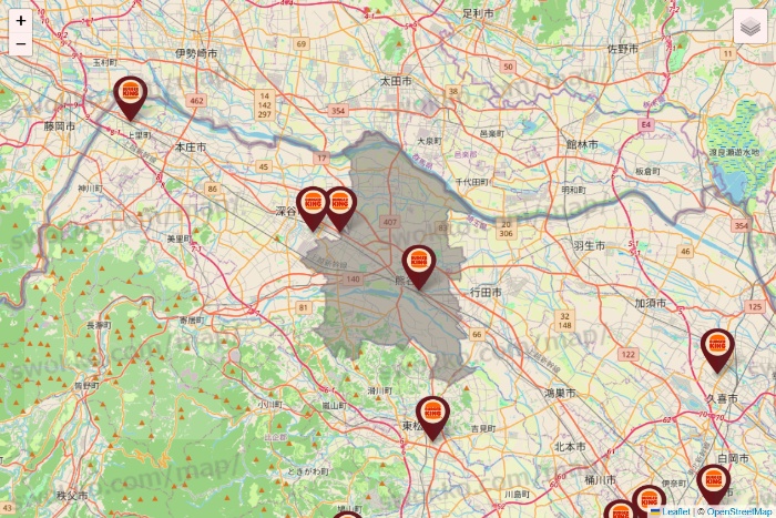 埼玉県のバーガーキングの店舗地図
