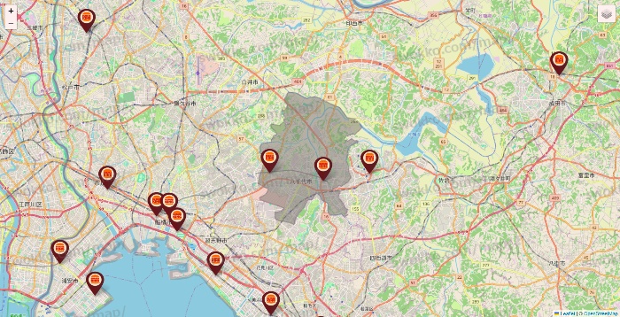 千葉県のバーガーキングの店舗地図
