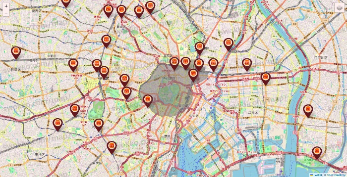 東京都のバーガーキングの店舗地図