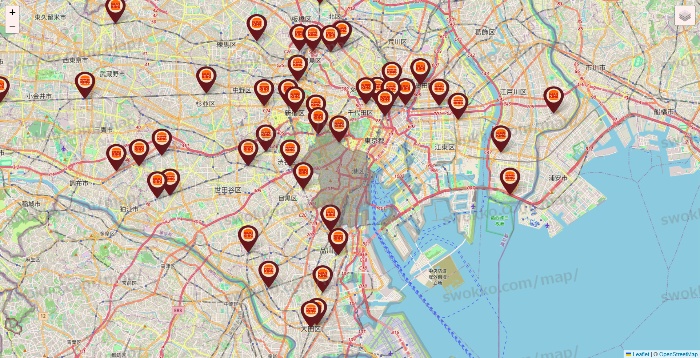 東京都のバーガーキングの店舗地図