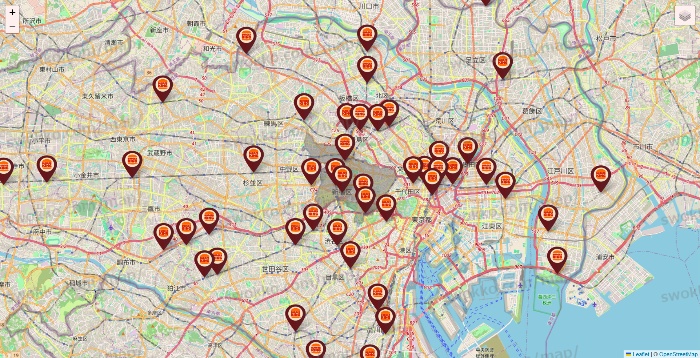 東京都のバーガーキングの店舗地図