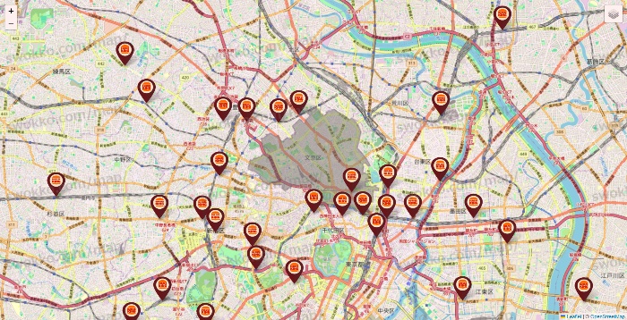 東京都のバーガーキングの店舗地図