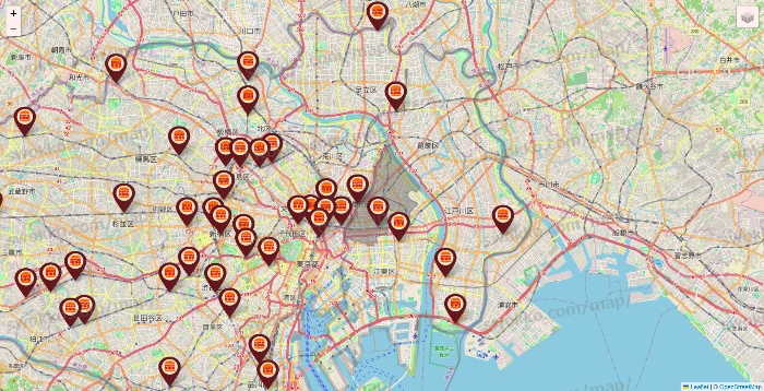 東京都のバーガーキングの店舗地図