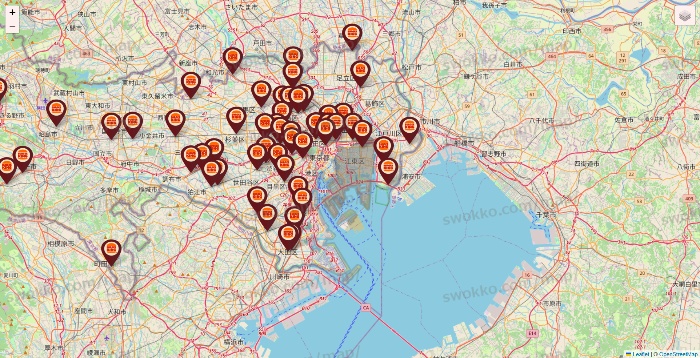東京都のバーガーキングの店舗地図