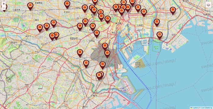 東京都のバーガーキングの店舗地図