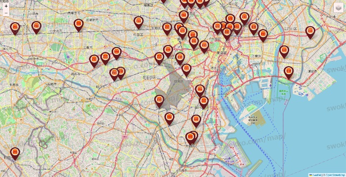東京都のバーガーキングの店舗地図