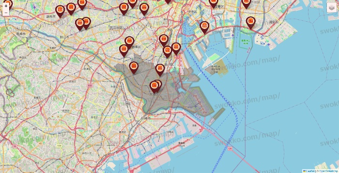 東京都のバーガーキングの店舗地図