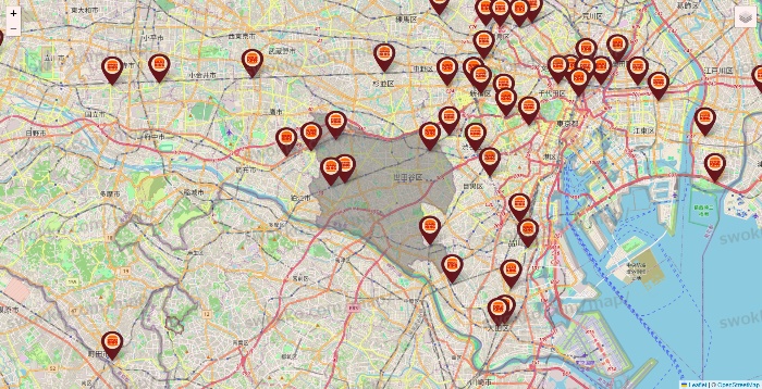 東京都のバーガーキングの店舗地図