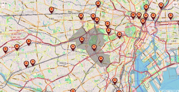 東京都のバーガーキングの店舗地図