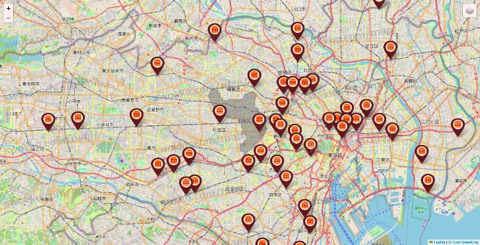 東京都のバーガーキングの店舗地図