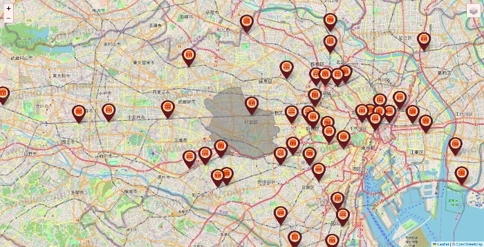 東京都のバーガーキングの店舗地図