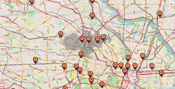 東京都のバーガーキングの店舗地図