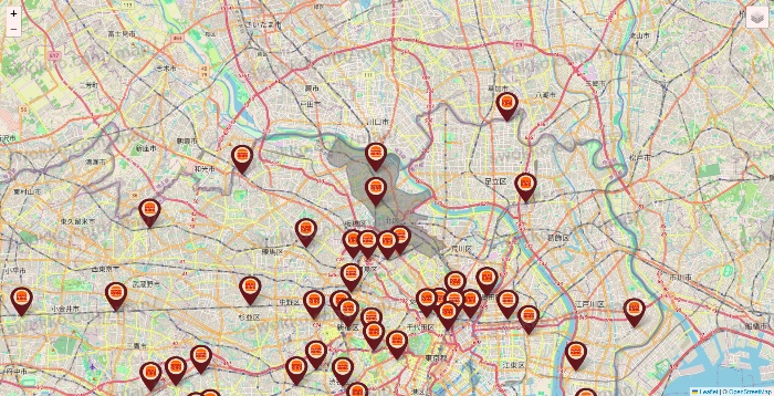 東京都のバーガーキングの店舗地図