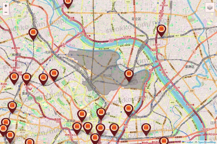 東京都のバーガーキングの店舗地図