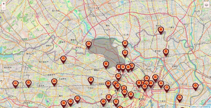 東京都のバーガーキングの店舗地図