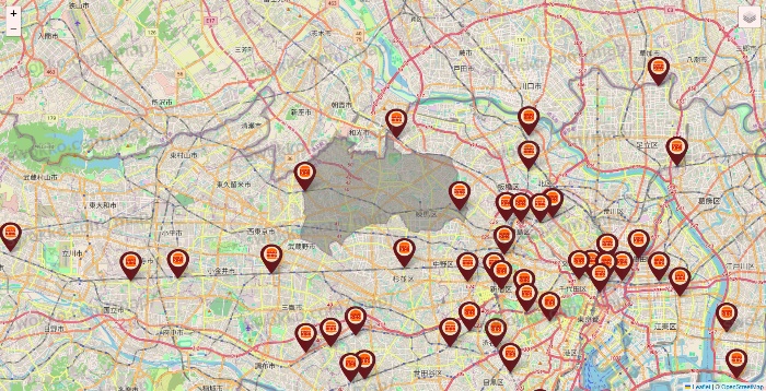 東京都のバーガーキングの店舗地図