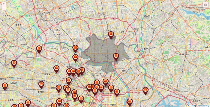 東京都のバーガーキングの店舗地図